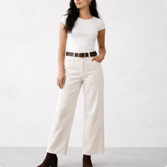 Banana Republic Pants - 2/$30 Banana Republic Cream White Wide Leg Corduroy Pants 6 Petite